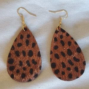 Faux cheetah earrings